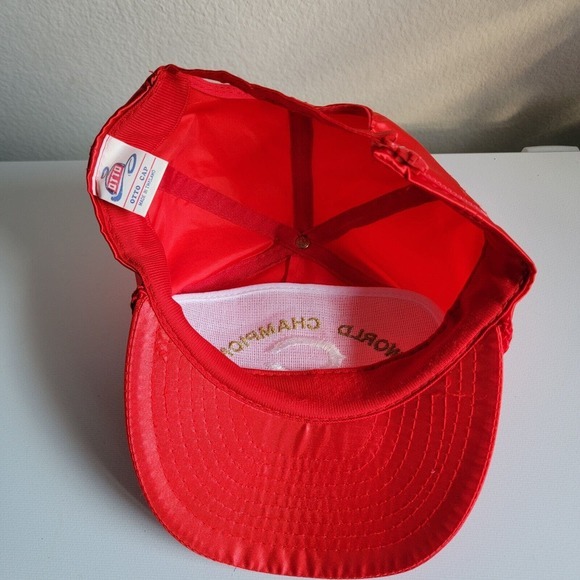 Vtg Otto Cap Shiny Adjustable Hat 90s World Champs Cincinnati Reds Rope‎ Front - Picture 7 of 11